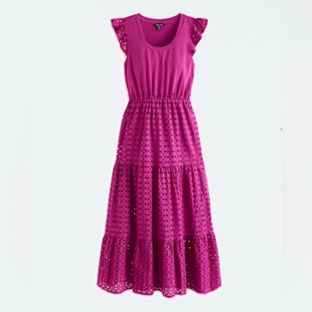 Maggy London Fuchsia Ruffle Midi Dress